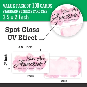Set di 100 biglietti di ringraziamento motivazionali con finitura UV e design rosa