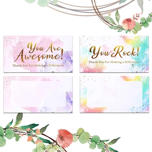 50-pack watercolor reward cards with 'You Are Awesome' and 'You Rock' gold glitter accents