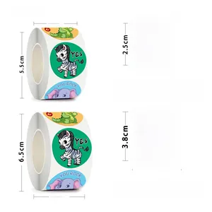 Comparaison de taille pour rouleaux de stickers animaux de 2,5 cm et 3,8 cm