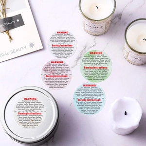 500pcs 1.5-inch round candle safety warning stickers and burning instructions labels