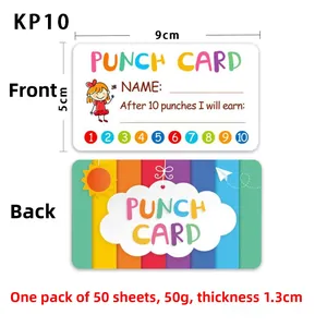 Detailed front and back view of 50-pack English kids behavior reward tracking cards