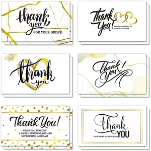 Small Business Thank You For Your Order Cards Gold Foil Marble Design Modern Business Packaging Decoration Stationery Cards