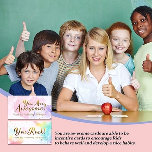 50-pack incentive cards for kids featuring colorful ink splash and motivational text