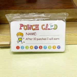 Detail of 10-punch behavior reward cards for kids with cute cartoon boy illustration
