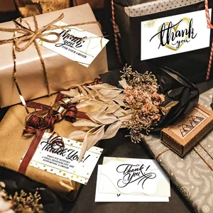 50-pack marble business thank you cards with gold accents for small business orders
