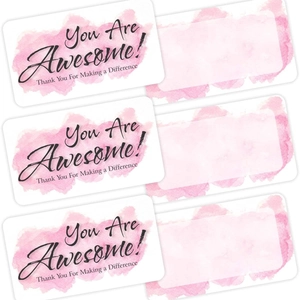 Biglietti di ringraziamento acquerello con testo You Are Awesome e tag per regali