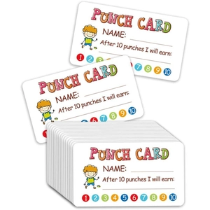 50 pieces of colorful cartoon punch cards for kids reward and habit tracking