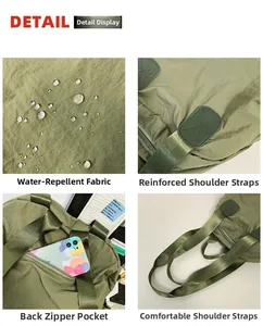 Waterproof nylon fabric detail showing reinforced straps and back zipper pocket