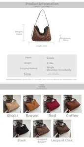 Tabella taglie dettagliata per la borsa tote in pelle scamosciata leopardata in cm