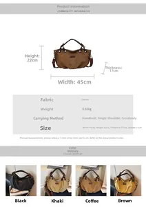 Size chart showing 45x22x17cm canvas tote bag dimensions and four earth-tone colors