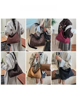Collage di borse tote leopardate, bordeaux e marroni che mostrano capienza e versatilità