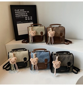 Détails de sacs à dos vintage bicolores avec pendentifs ours en peluche mignons