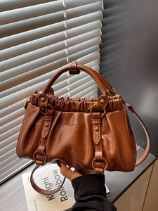 Women Stylish PU Leather Ruched Shoulder Bag Retro Commuter Underarm Bag Fashion Crossbody Handbag For Daily Work Shopping Gift