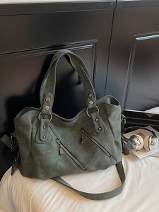 Dark green large capacity tote bag with dual handles and adjustable shoulder strap
