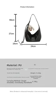 Detailed size chart for retro PU hobo bag with measurements and adjustable strap info