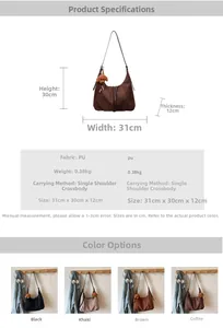 Detailed view of vintage large capacity PU leather tote bag with a cute puppy plush charm