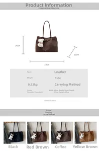 Detailed size chart for the vintage tote bag showing dimensions 33x24x11cm and strap height