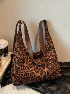 Borsa tote vintage leopardata con manici in pelle e interno spazioso per donna