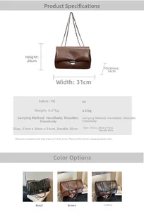 Detaillierte Größenangaben der Retro-Tote-Tasche mit dunkler Kette und großem Volumen