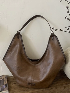 Women Retro Large Capacity Tote Bag Soft PU Leather Shoulder Bag Solid Color Vintage Commuter Hobo Bag Everyday Fashion Handbag