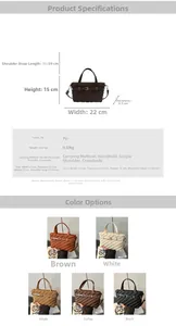 Detailed size chart and multi-color options for textured PU leather Boston handbag