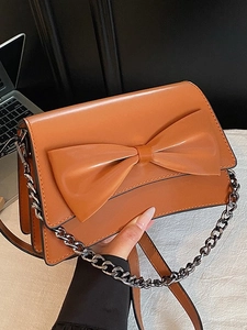 Sac Bandoulière Femme Nœud Papillon Cuir PU Mode Chaîne Sac à Épaule Doux Sac à Rabat Carré Élégant Main Quotidien