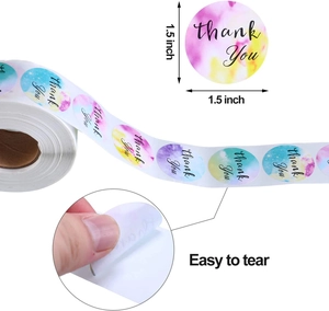 Détail du rouleau d'étiquettes de 1,5 pouce avec autocollants aquarelle faciles à détacher