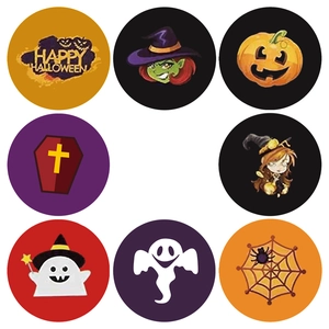 Rouleau de 500 autocollants Happy Halloween avec citrouilles, fantômes et araignées