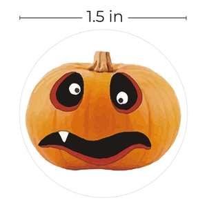 Roll of 1.5 inch Halloween pumpkin stickers for kids party and gift decoration