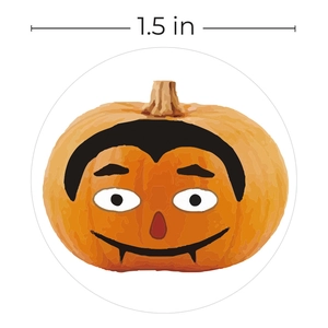 Roll of 1.5-inch Halloween pumpkin stickers with vampire face for gift decoration
