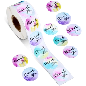 Autocollants Merci Aquarelle Ronds Auto-Adhésifs Étiquettes de Scellage Décoratives Pour Emballage Cadeau Enveloppe Papeterie