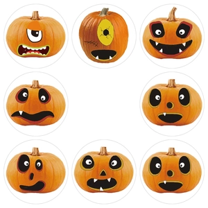 500pcs Halloween pumpkin stickers roll with eight funny monster faces for kids