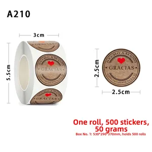 Macro detail of 2.5cm kraft paper stickers with olive branch and red heart design