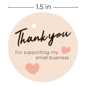 1.5 inch pink round Thank You stickers for small business packaging labels roll