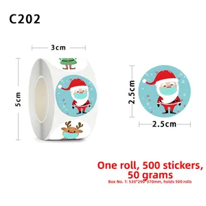 Detail view of 2.5cm Christmas roll stickers with Santa and reindeer cartoon patterns