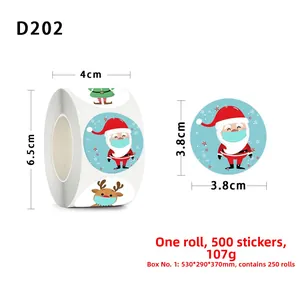 Detailed size view of Christmas roll stickers with Santa patterns 500 labels per roll