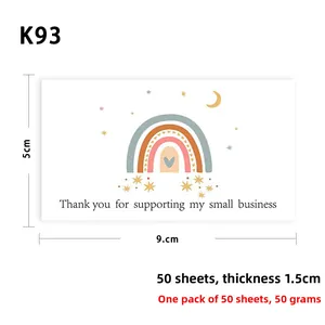 Size specifications for rainbow thank you cards 9x5cm business inserts 50 pieces