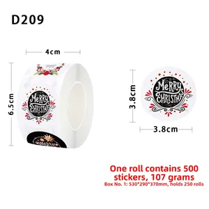 Detail view of 3.8cm Christmas roll stickers with floral patterns and 500 pieces per roll