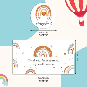 500pcs Rainbow Happy Mail stickers and cards set for small business packaging