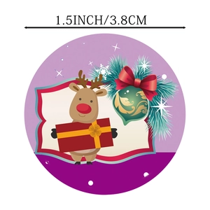 Christmas reindeer 1.5 inch round adhesive labels for holiday gift packaging and decor