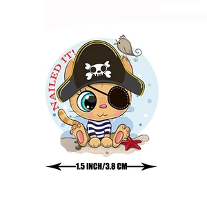 1.5 inch round cartoon pirate cat reward stickers for children with Nailed It text