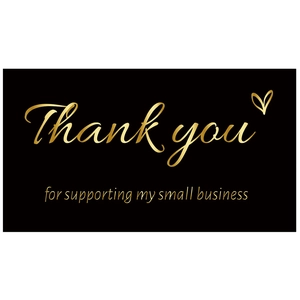 Étiquettes noires et dorées 'Thank You' pour soutenir les petites entreprises