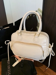 Fashion Women PU Leather Boston Tote Bag Stitching Multi-functional Shoulder Backpack Casual Daily Handbag Large Capacity Top Handle Bag