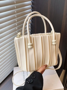 Sac Seau Plissé en Cuir PU Rétro de Style Coréen Pour Femmes Sac à Bandoulière de Mode Avec Poignée Supérieure Couleur Unie
