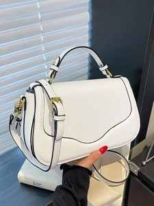 Sacoche Selle Femme en Cuir PU Minimaliste Moderne Sac Bandoulière à Rabat Sac à Épaule pour Navette Avec Poignée et Sangle
