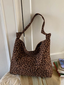 Borsa Tote in Camoscio con Stampa Leopardata a Grande Capacità per Donna Borsa a Spalla Retrò alla Moda Borsa Hobo Casual per Pendolari