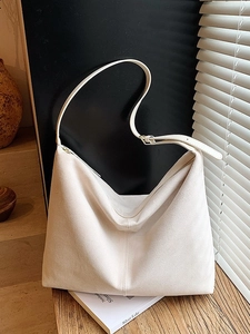 Large Capacity Matte PU Tote Bag Retro Simple Hobo Shoulder Bag For Women Commuting Soft Bucket Underarm Bag Fashion Handbag