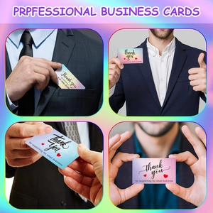 Business thank you cards with heart icons for small businesses, set of four artistic styles