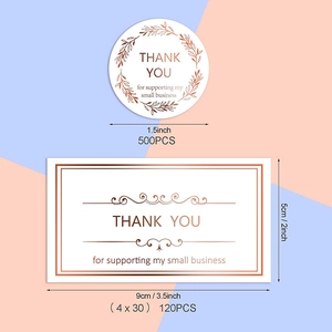 500 rose gold thank you stickers and 120 cards set for business packaging decoration