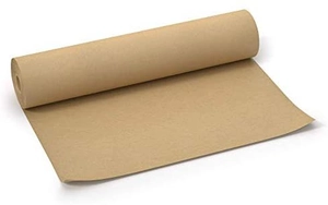 Detailed view of heavy-duty brown kraft paper roll showing smooth texture and thickness